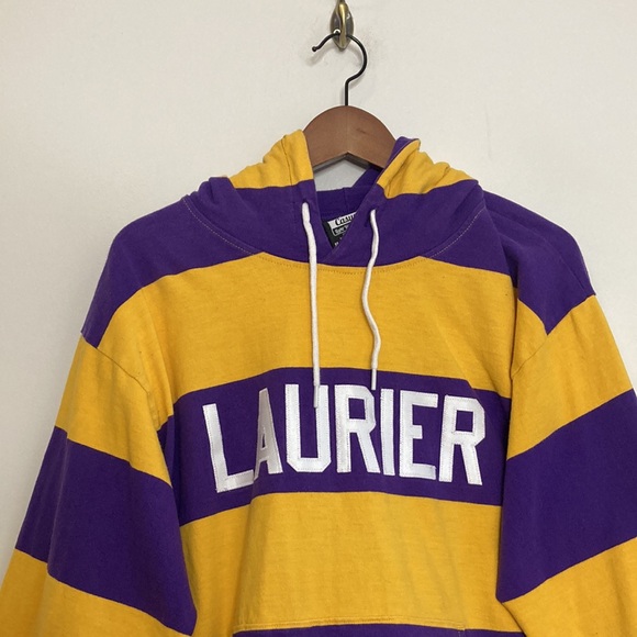 Barbarian Rugby Casuals Hoodie Men's Medium Laurier University Purple Yellow - Picture 3 of 11